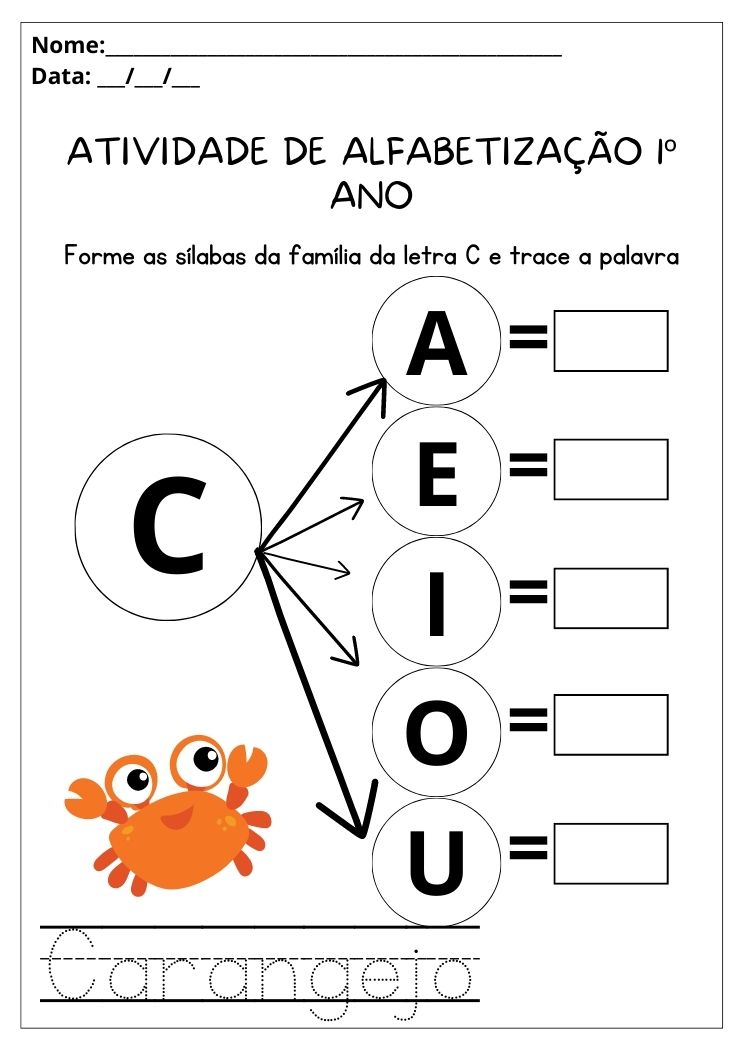 atividades com as sílabas da letra c