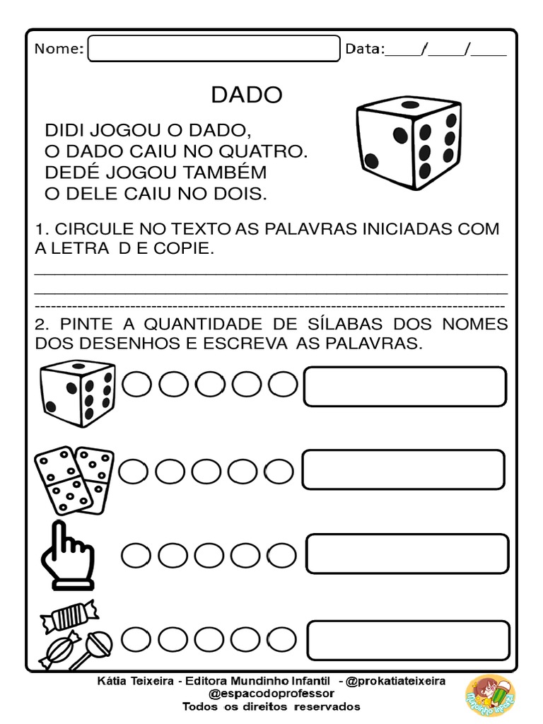 atividades com a letra d para educação infantil