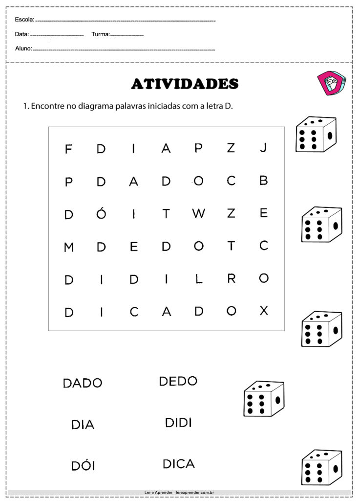 atividades com as sílabas da de di do du