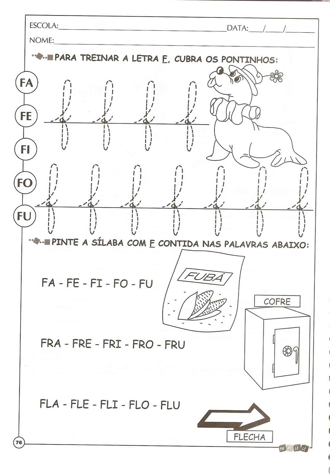 exercícios letra f 1 ano