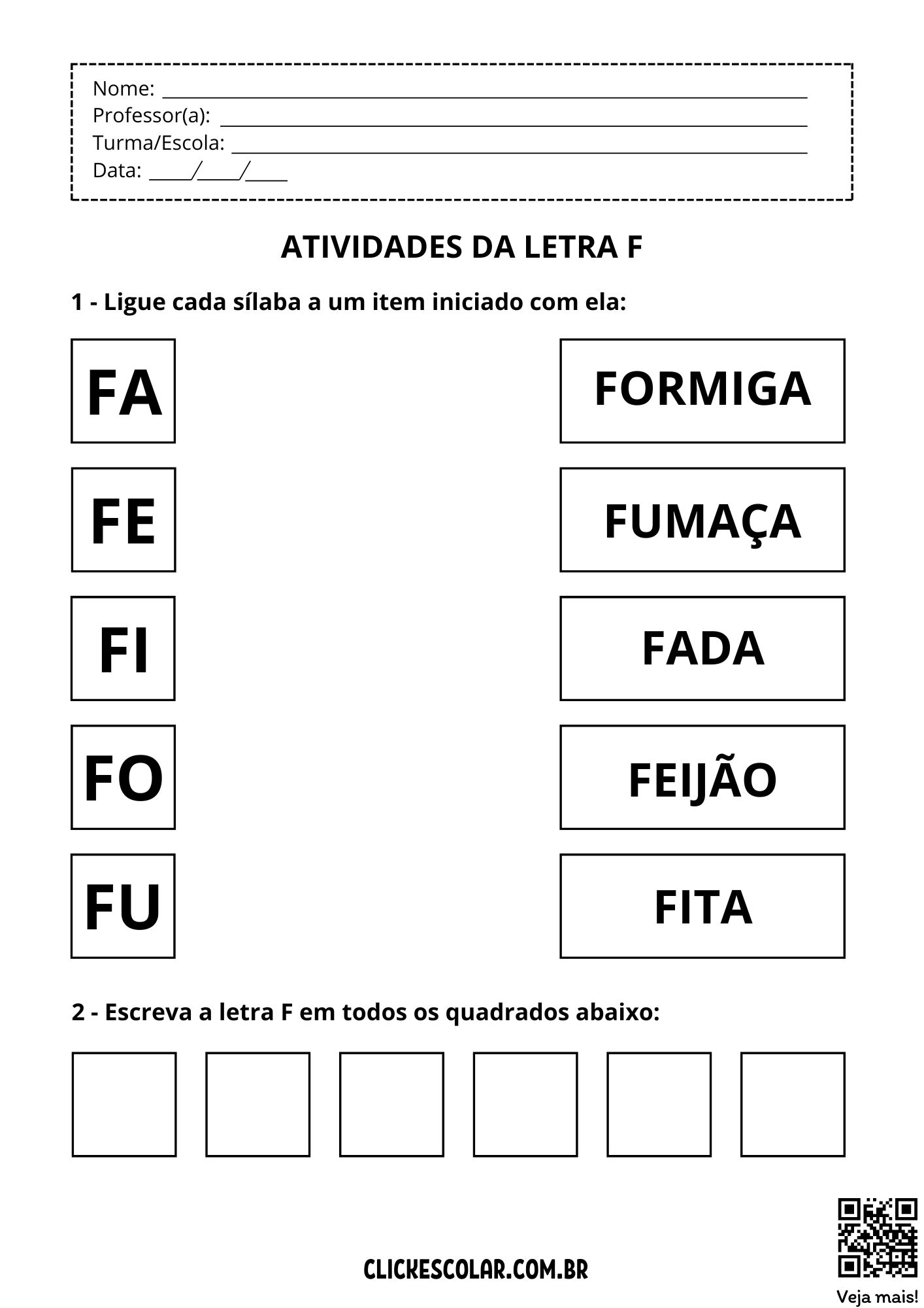atividades com a letra f para educação infantil