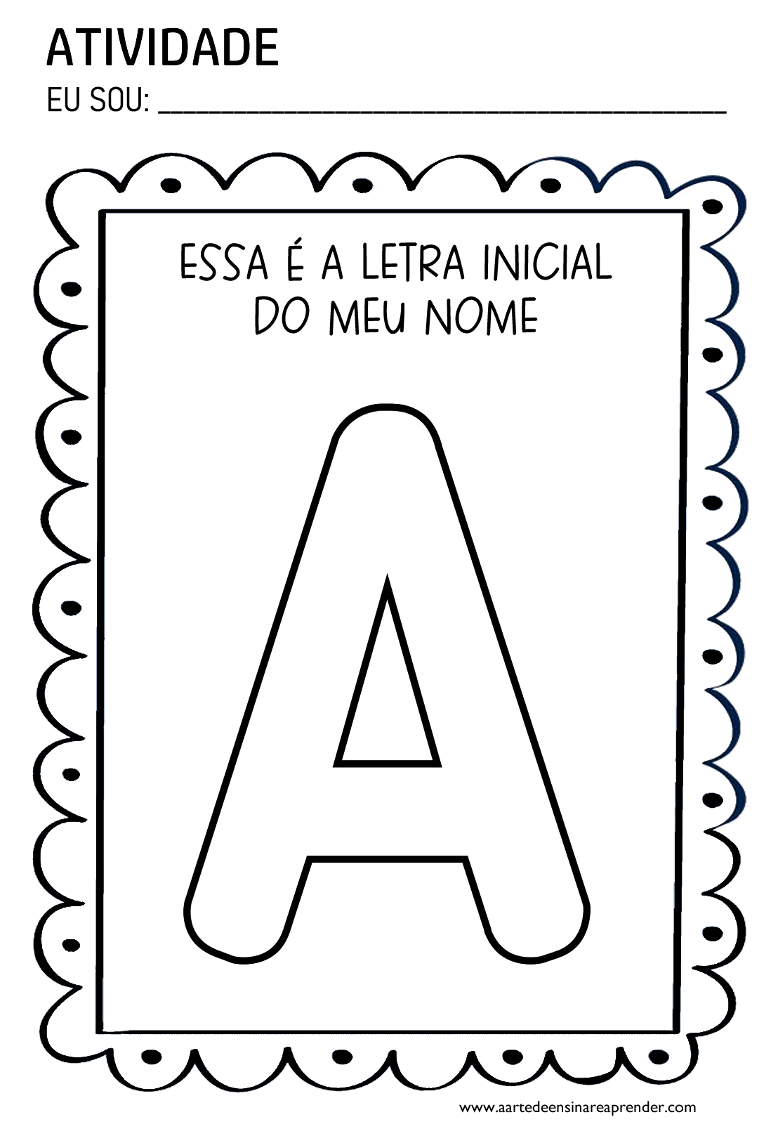 atividades com a letra inicial do nome para imprimir