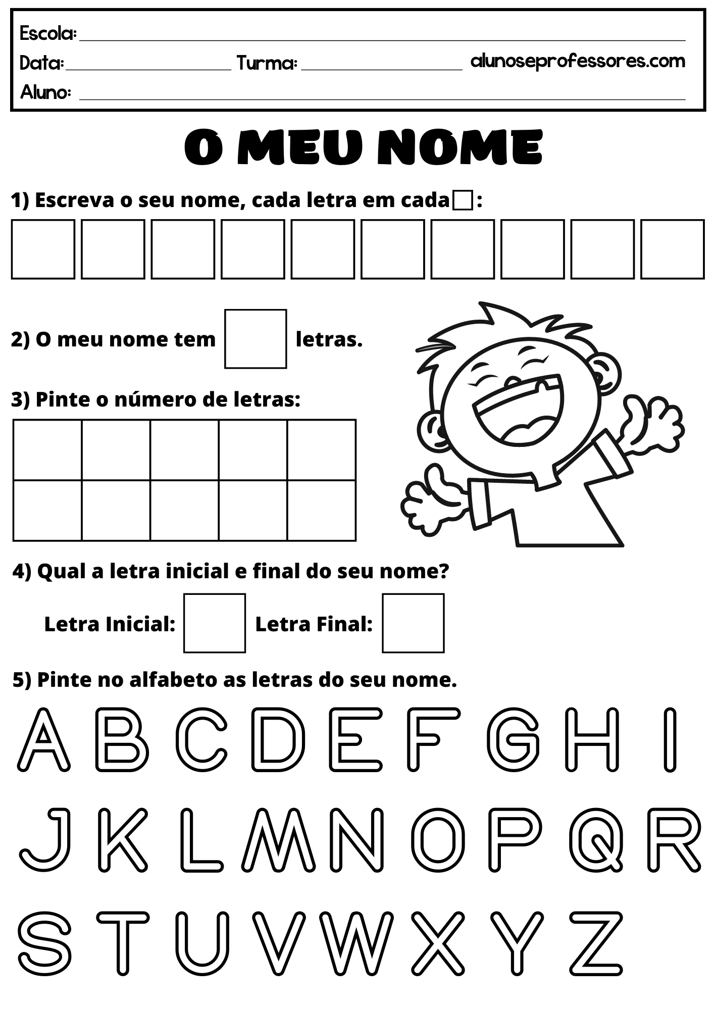 atividades com a letra inicial do nome para imprimir