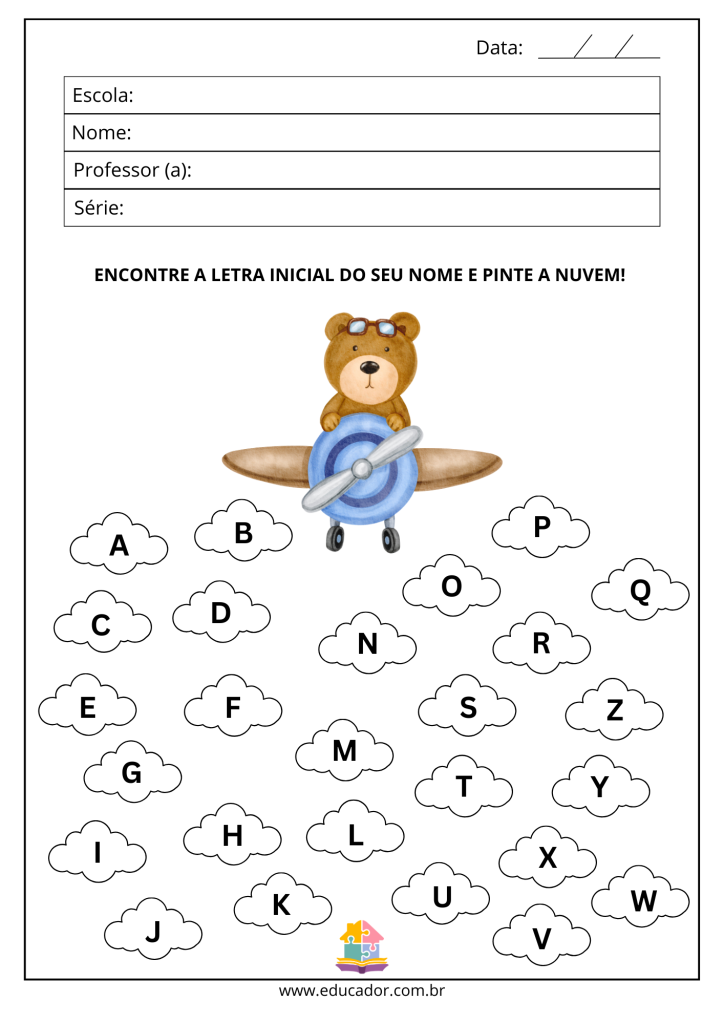 atividades para educação infantil letra inicial