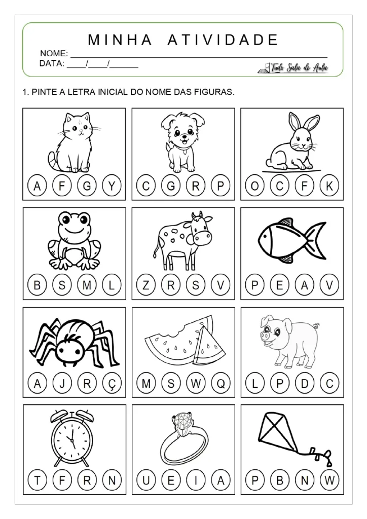 como trabalhar a letra inicial do nome