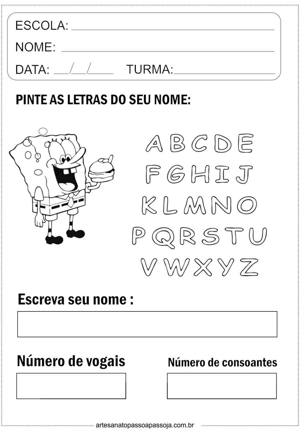 atividades com a letra inicial do nome educação infantil