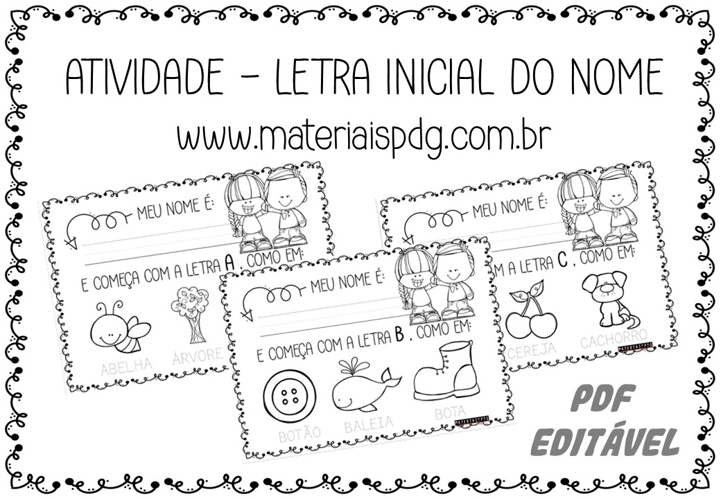 atividades inspiradoras para letra inicial do nome na educação infantil