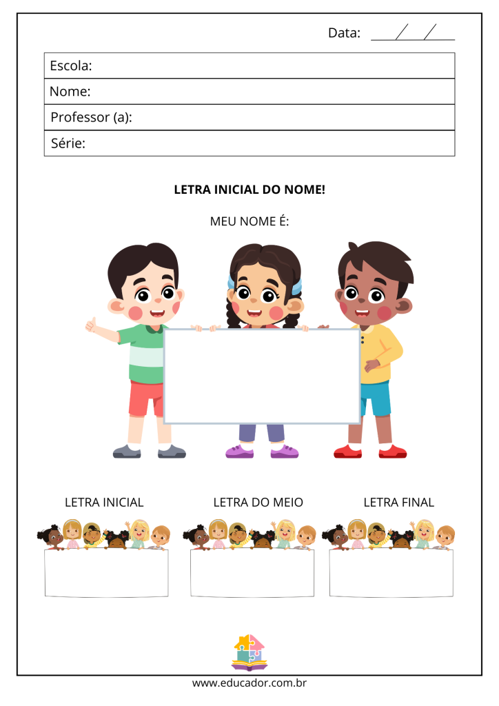 atividades inspiradoras para letra inicial do nome na educação infantil