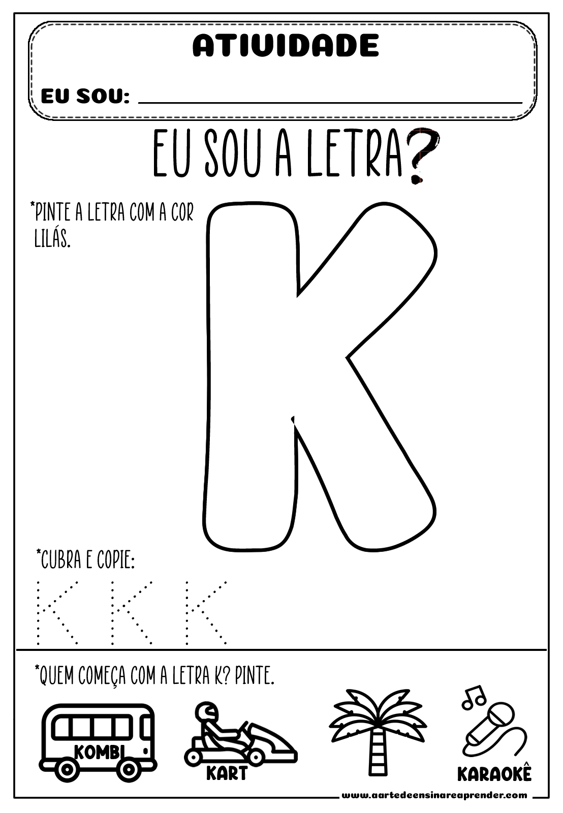 atividades com a letra k para imprimir pdf