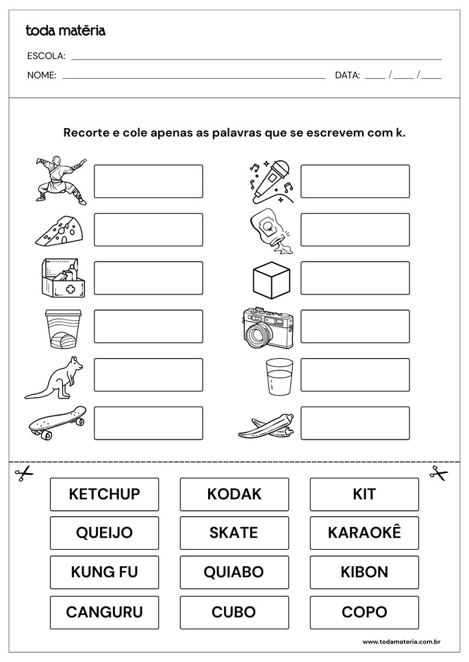 letra k educação infantil atividades