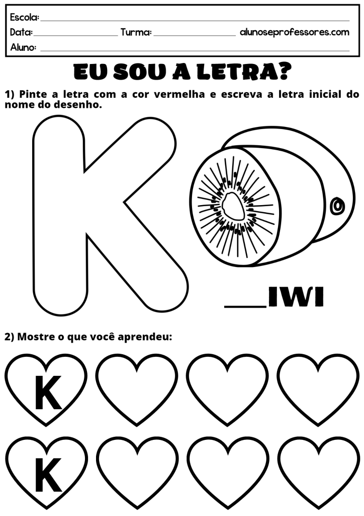 exercícios letra k educação infantil