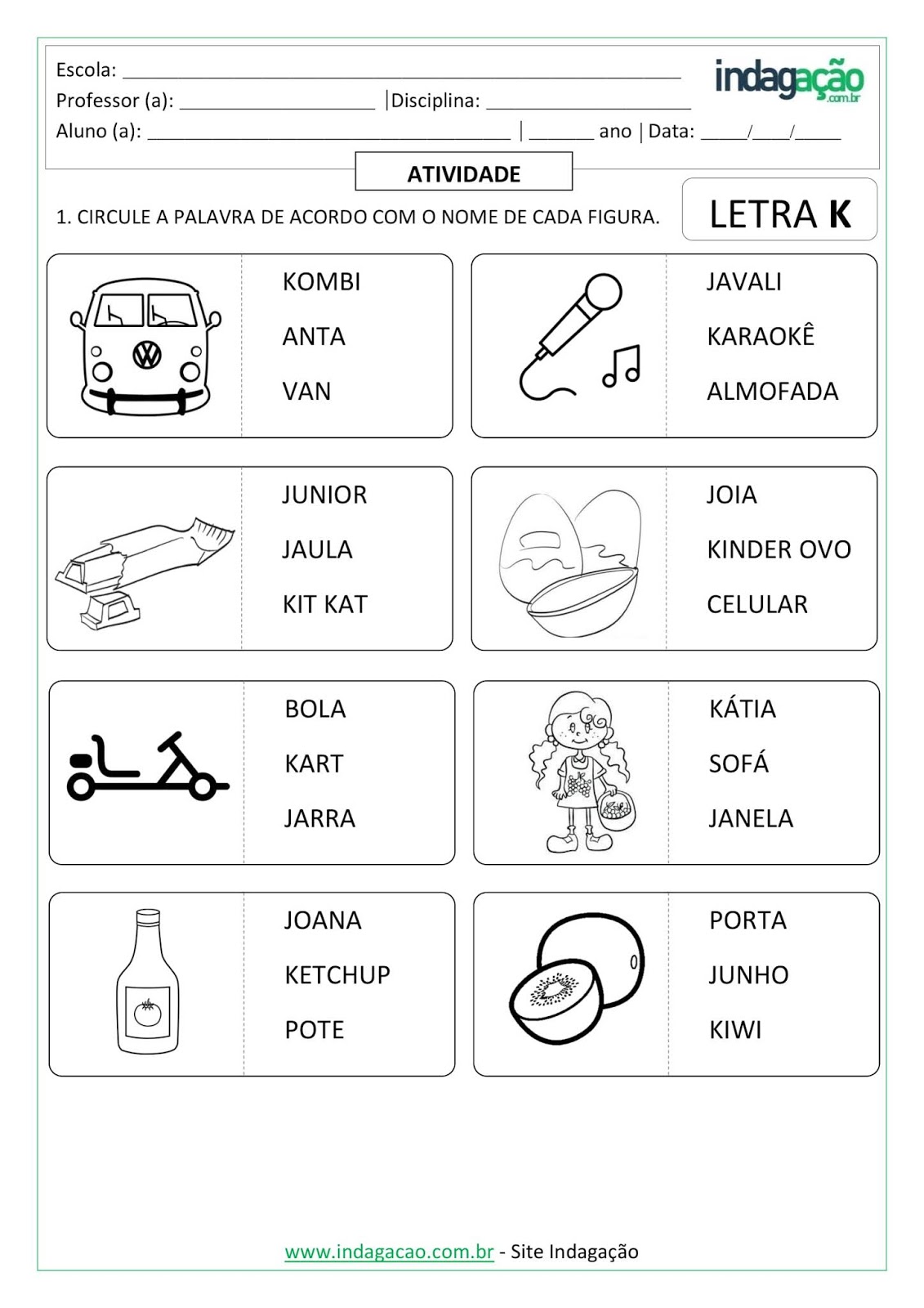 atividades letra k para imprimir pdf
