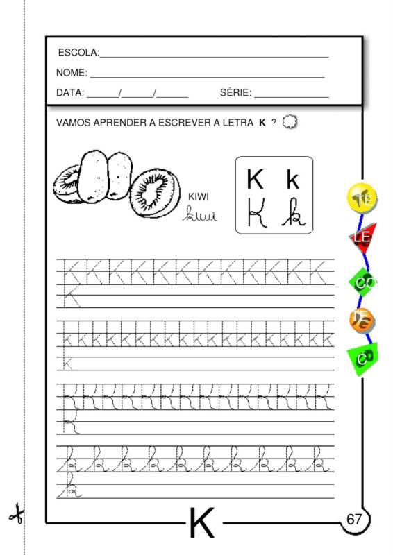 exercícios letra k educação infantil