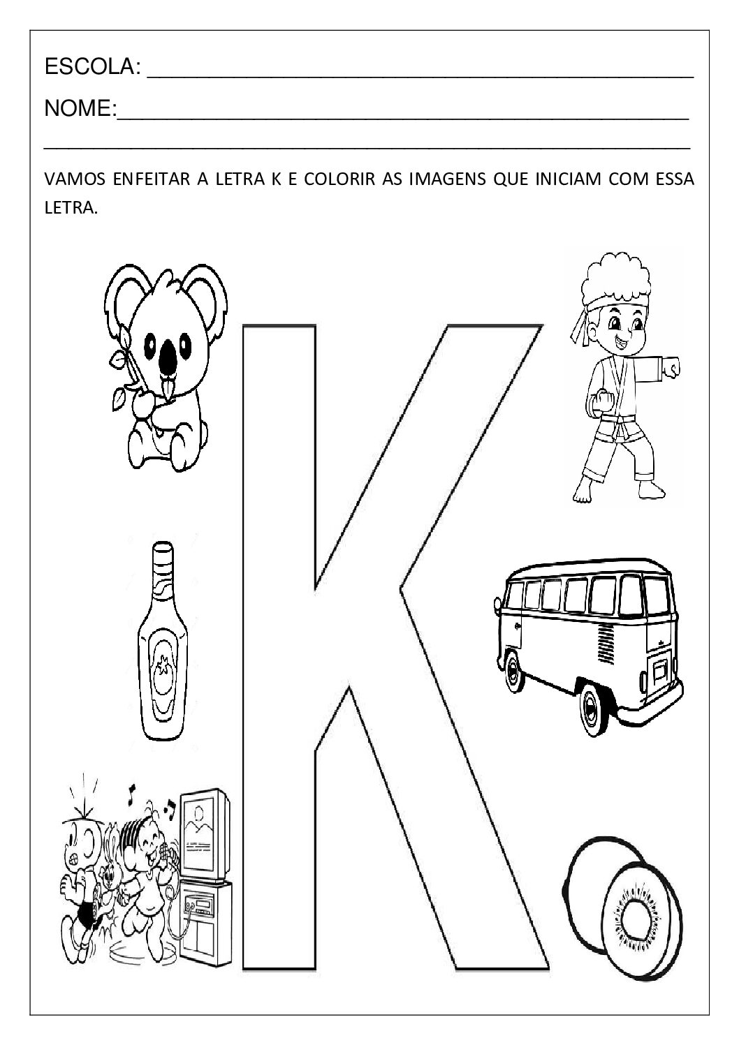 letra k atividades para 1 ano