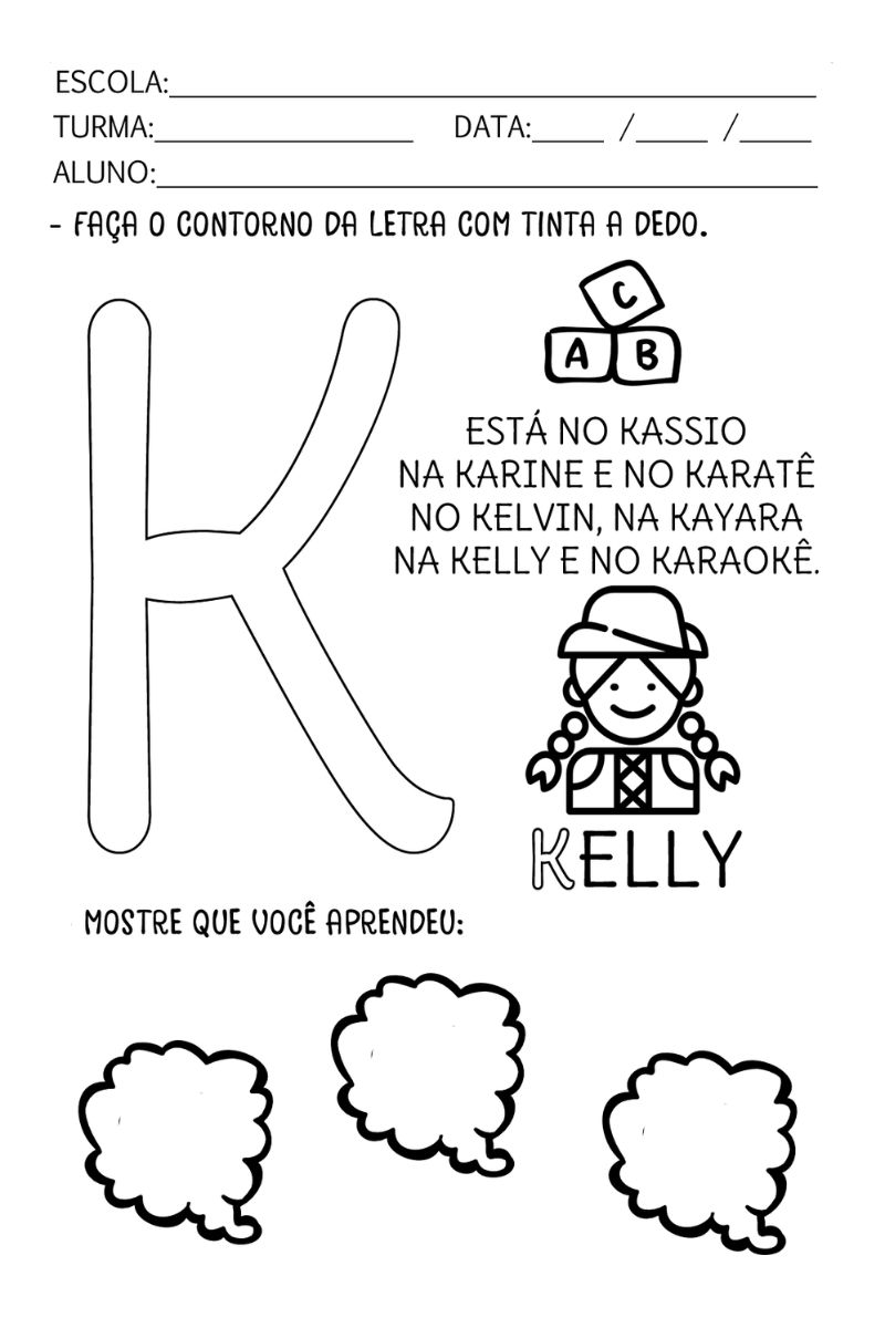 material didático letra k