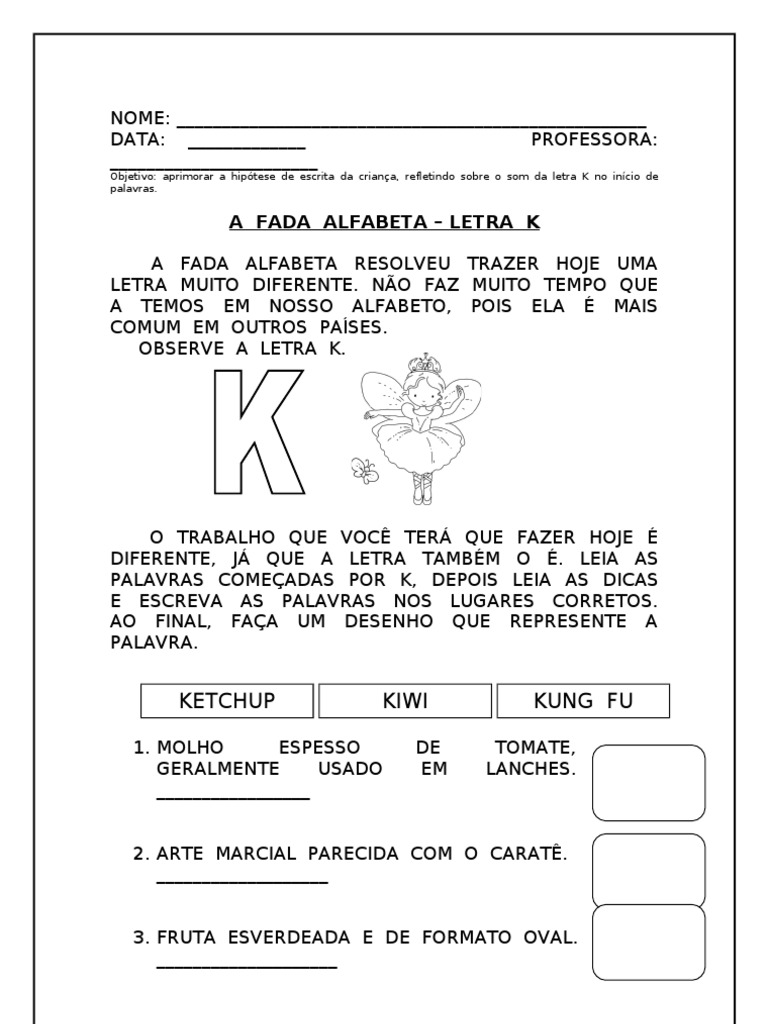 família silábica do k atividades