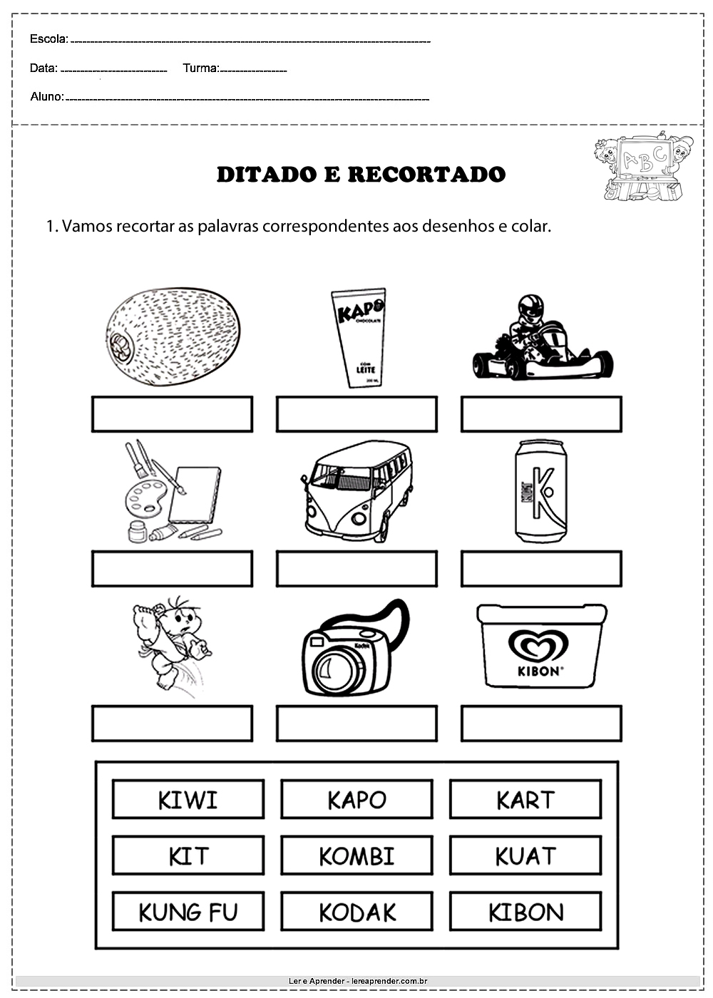 atividades com palavras que começam com k