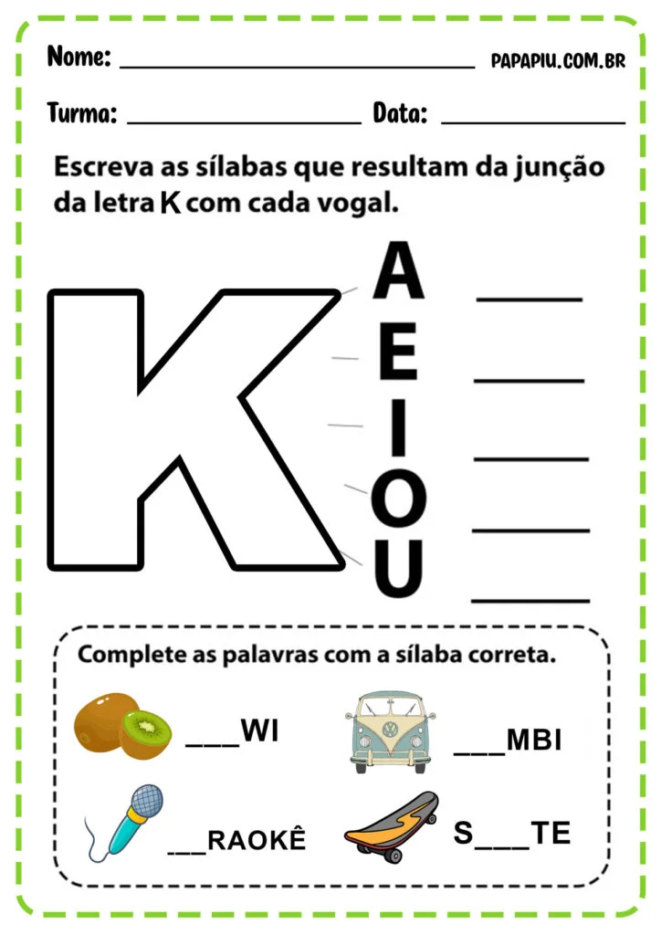 jogos com a letra k para imprimir