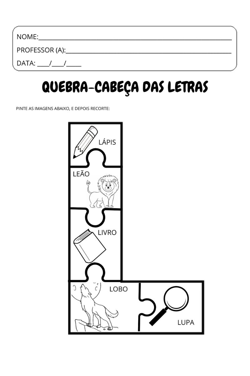 atividades com a letra l para educação infantil para imprimir