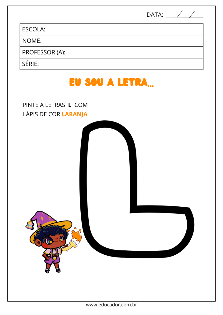 atividades com a letra l educação infantil