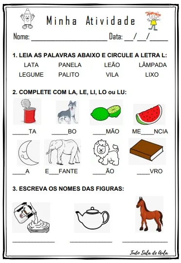 atividades inspiradoras com a letra L para educação infantil