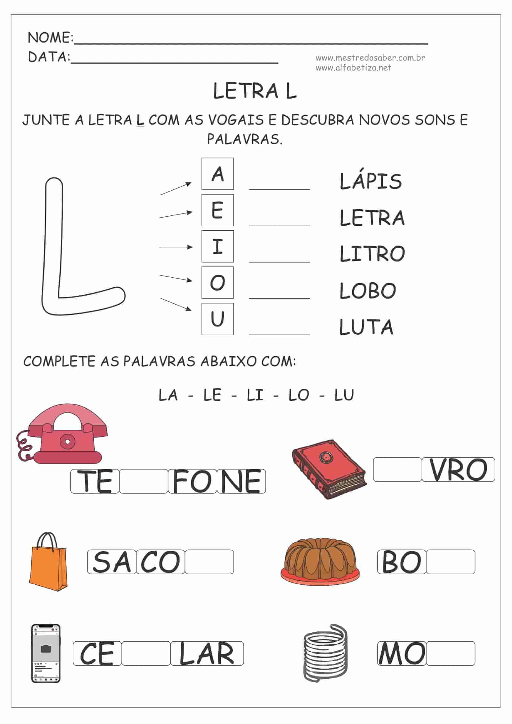 atividades inspiradoras com a letra L para educação infantil
