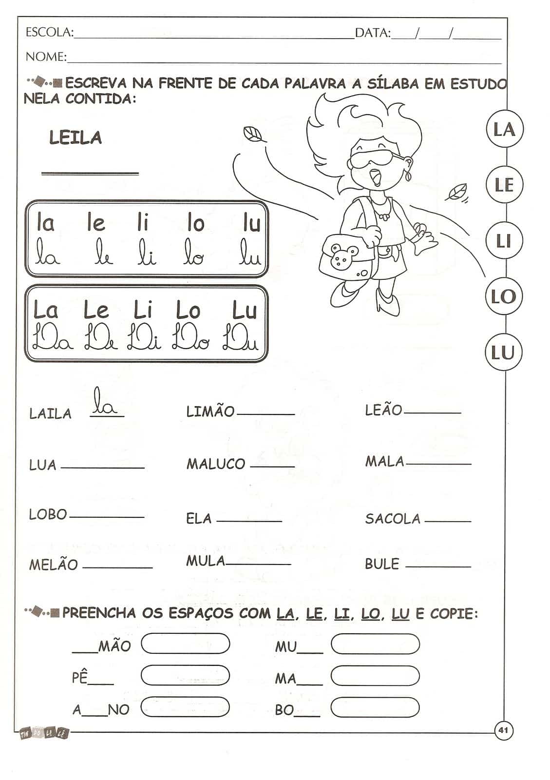 comparativo de atividades: letra L com massinha vs. pintura a dedo