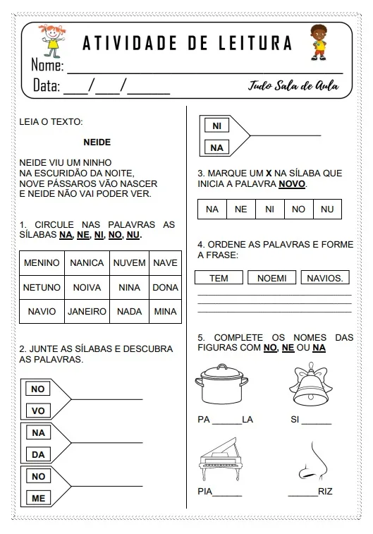 atividades com a letra n para imprimir 2 ano