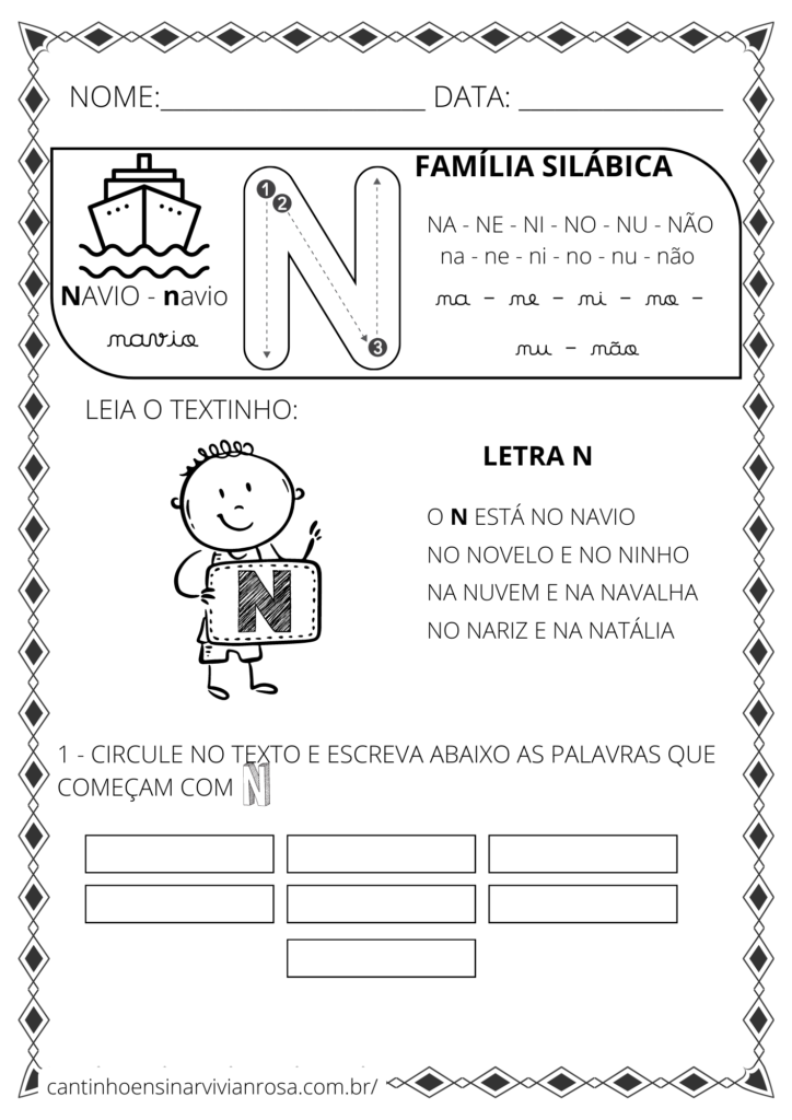 ditado com a letra n 2 ano