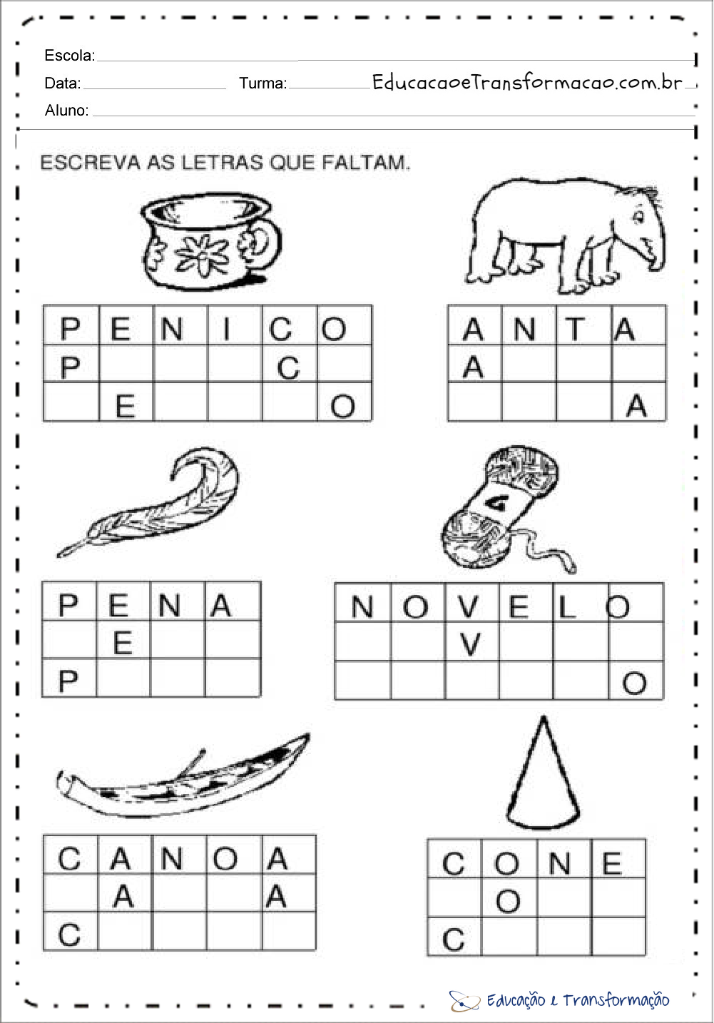 exercícios letra n 2 ano