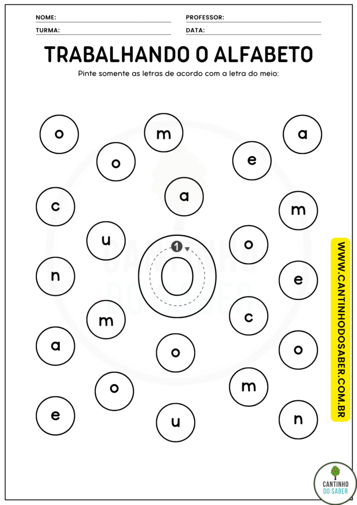 custo de materiais para atividades com a letra O