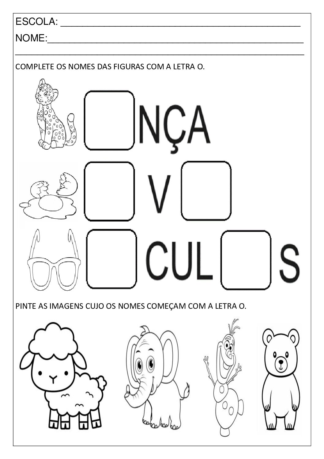 atividades inspiradoras com a letra O para crianças