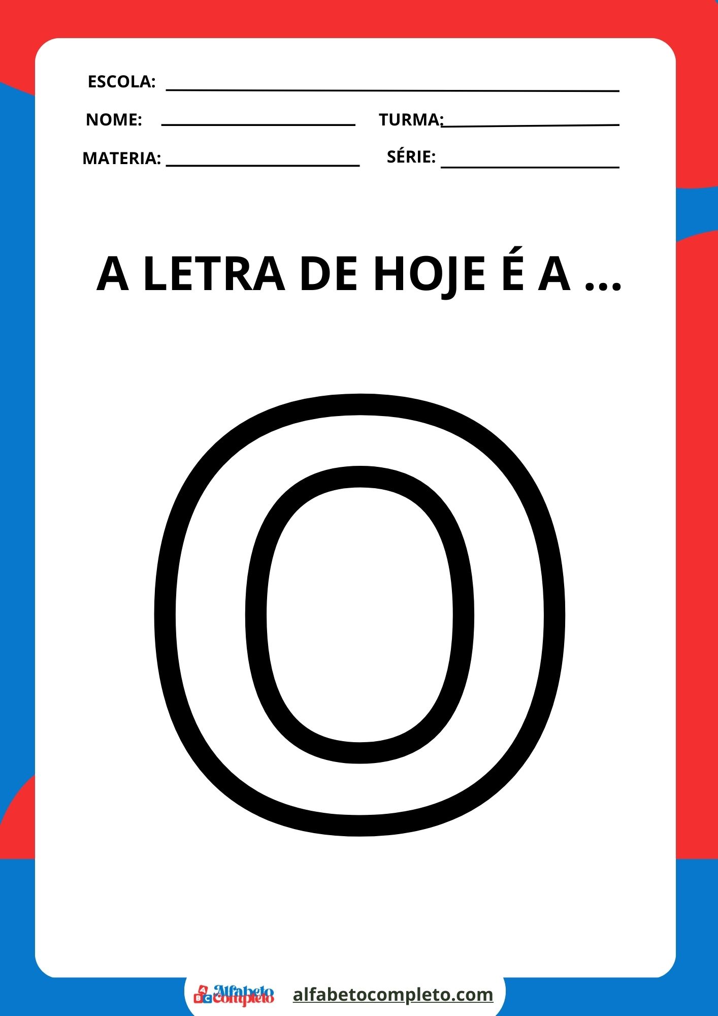 custo de materiais para atividades com a letra O