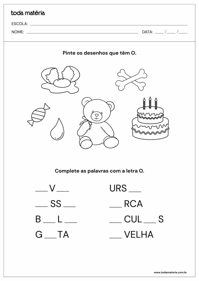 atividades com a letra o para imprimir educação infantil 4 anos