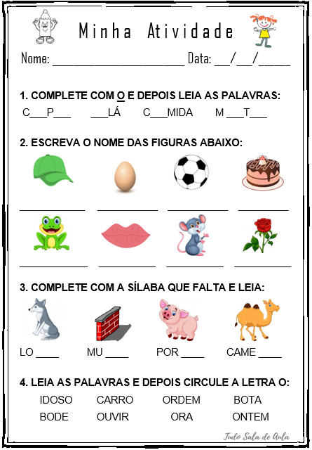 atividades com objetos que começam com a letra o