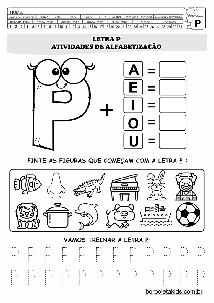 jogos com a letra p para crianças