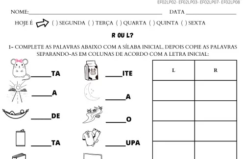 atividades lúdicas para ensinar o R no meio da palavra