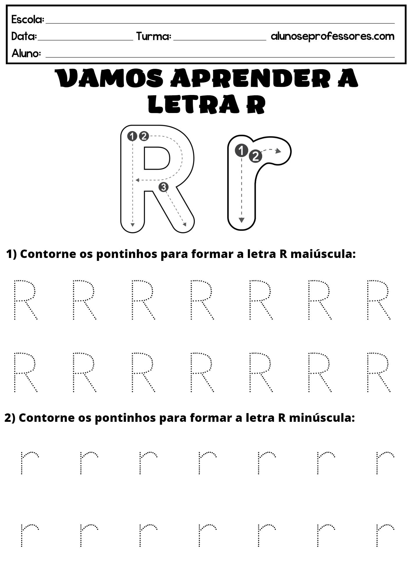 custo de materiais para atividades com a letra r na educação infantil