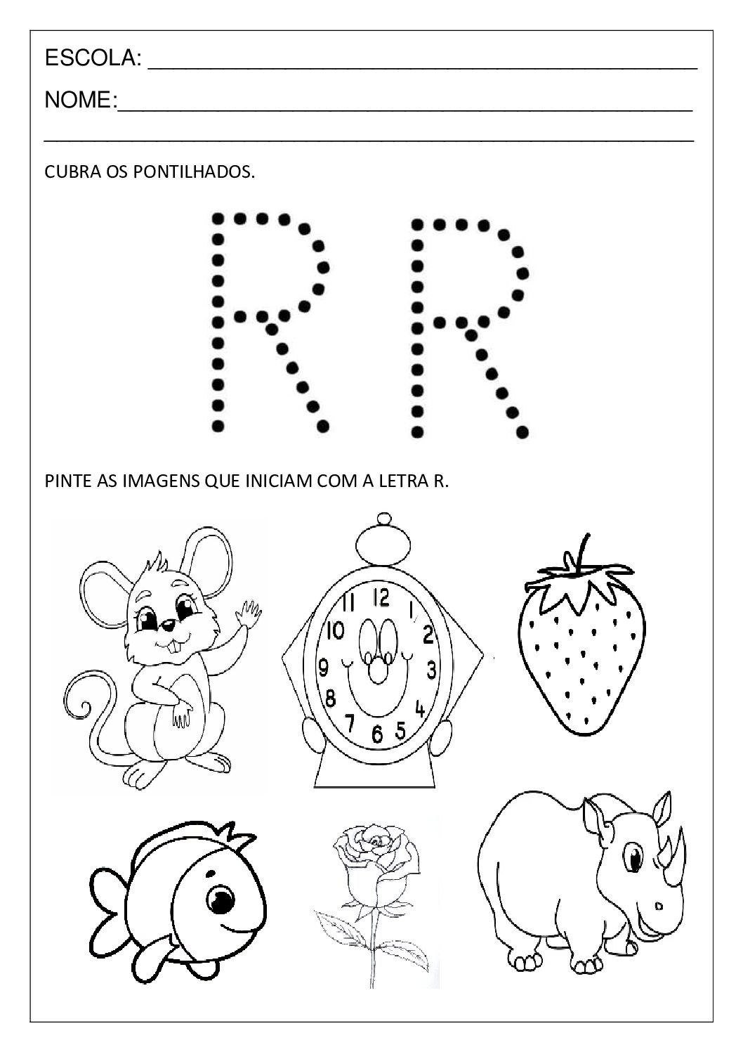 atividades com a letra r para educação infantil