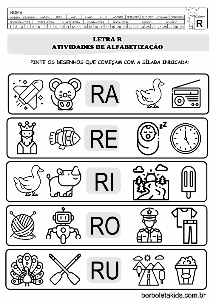 atividades com a letra r vs atividades com a letra s para educação infantil