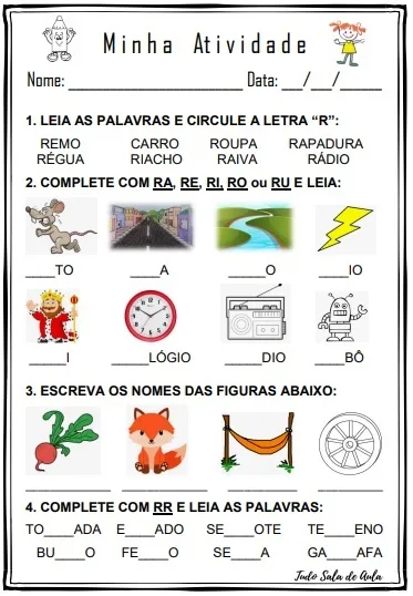 atividades com a letra r vs atividades com a letra s para educação infantil