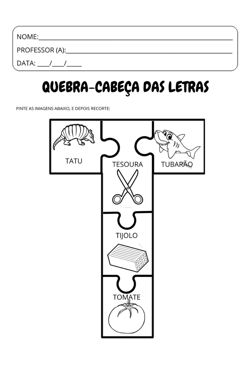 atividades com a letra t e suas sílabas