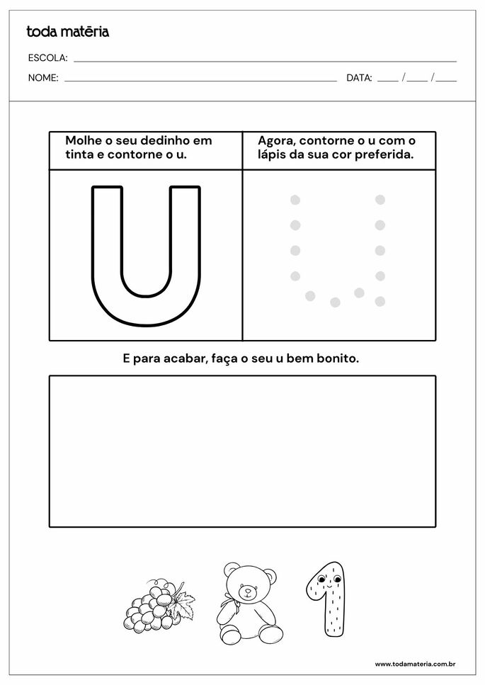 atividades divertidas com a letra u para alfabetização infantil