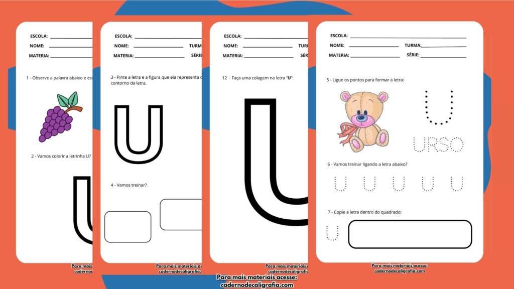 custo de materiais para atividades com a letra u