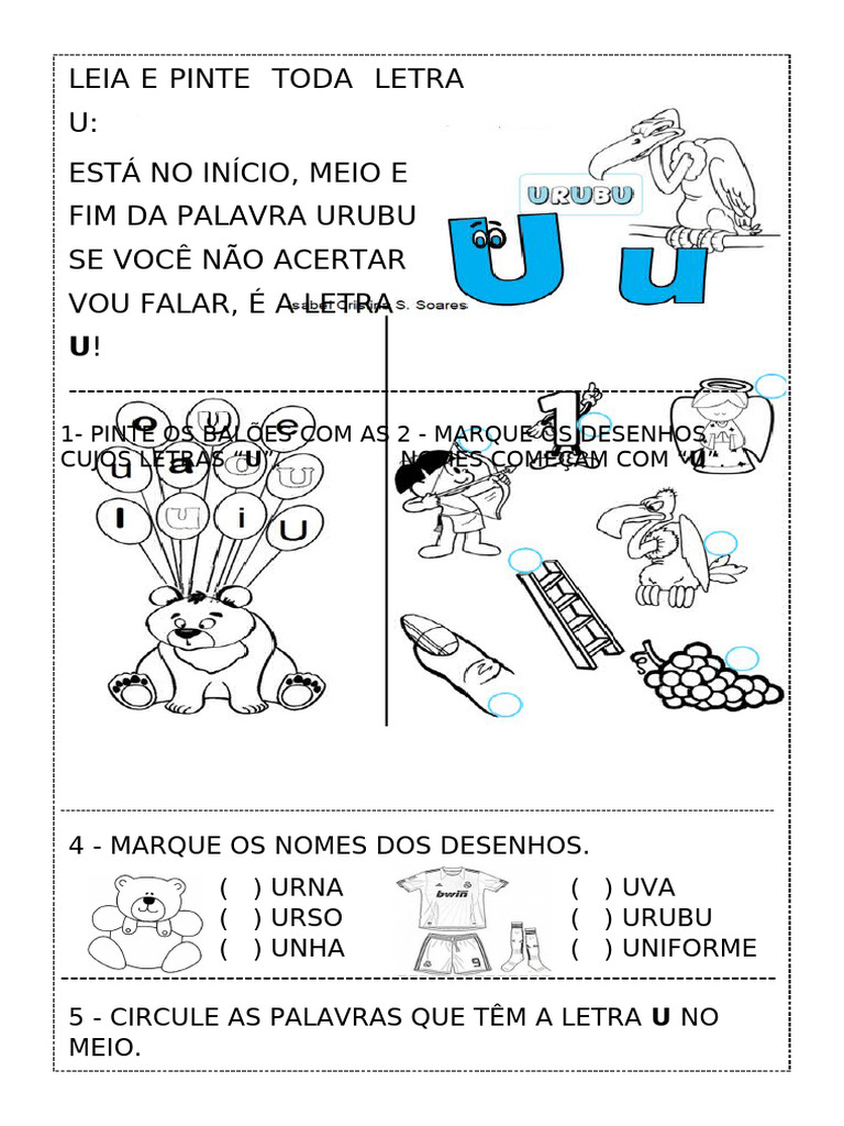 erros comuns ao ensinar a letra u para crianças