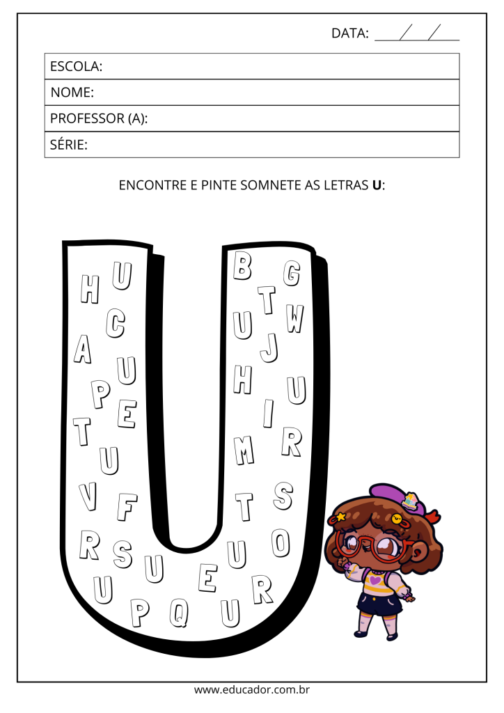 atividades com a letra u vs atividades com a letra v