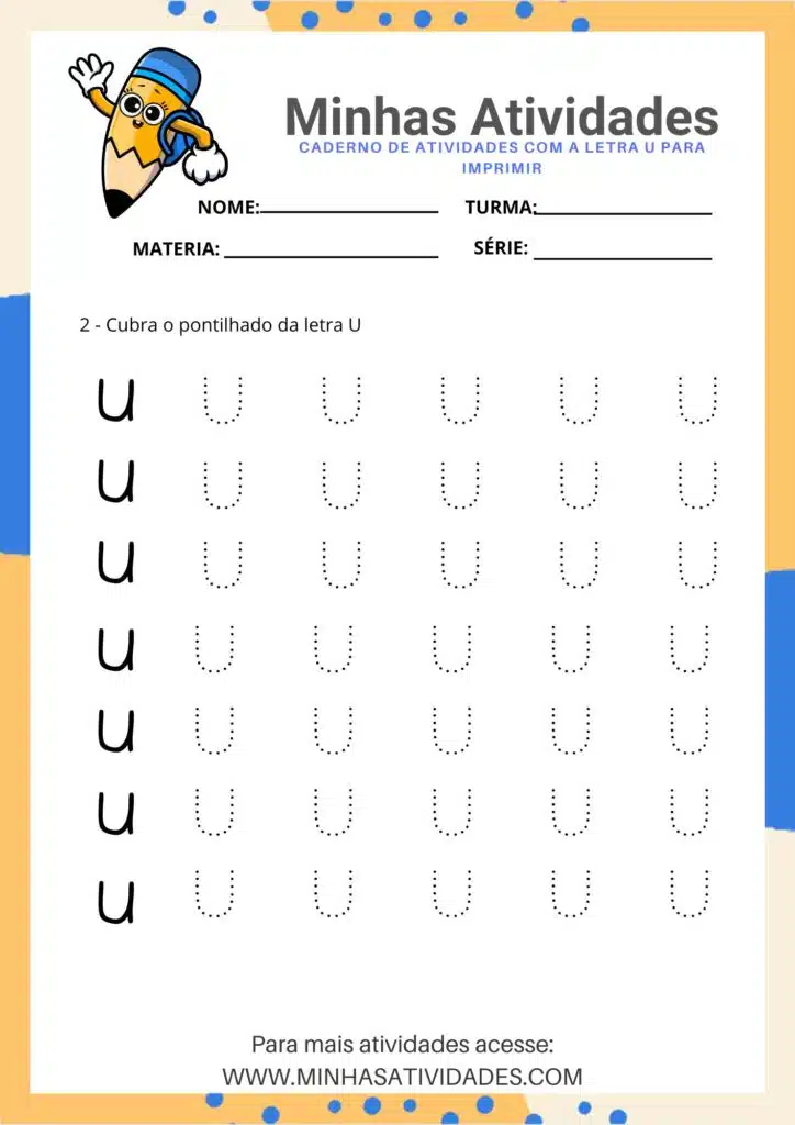 custo de materiais para atividades com a letra u