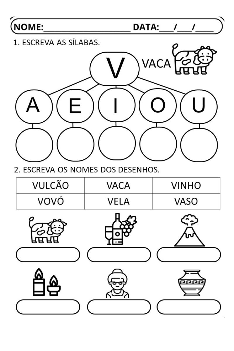 atividades com a letra v para educação infantil
