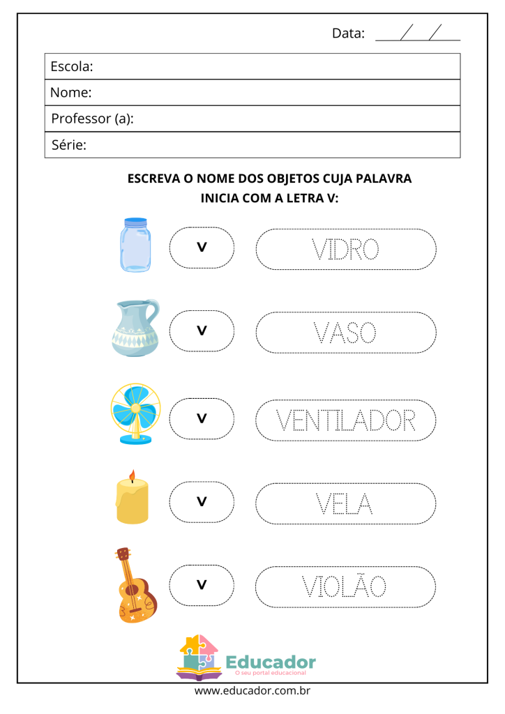 letra v vs outras consoantes educação infantil