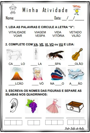 letra v vs outras consoantes educação infantil
